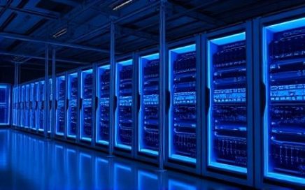 AI-powered web servers in a futuristic data center